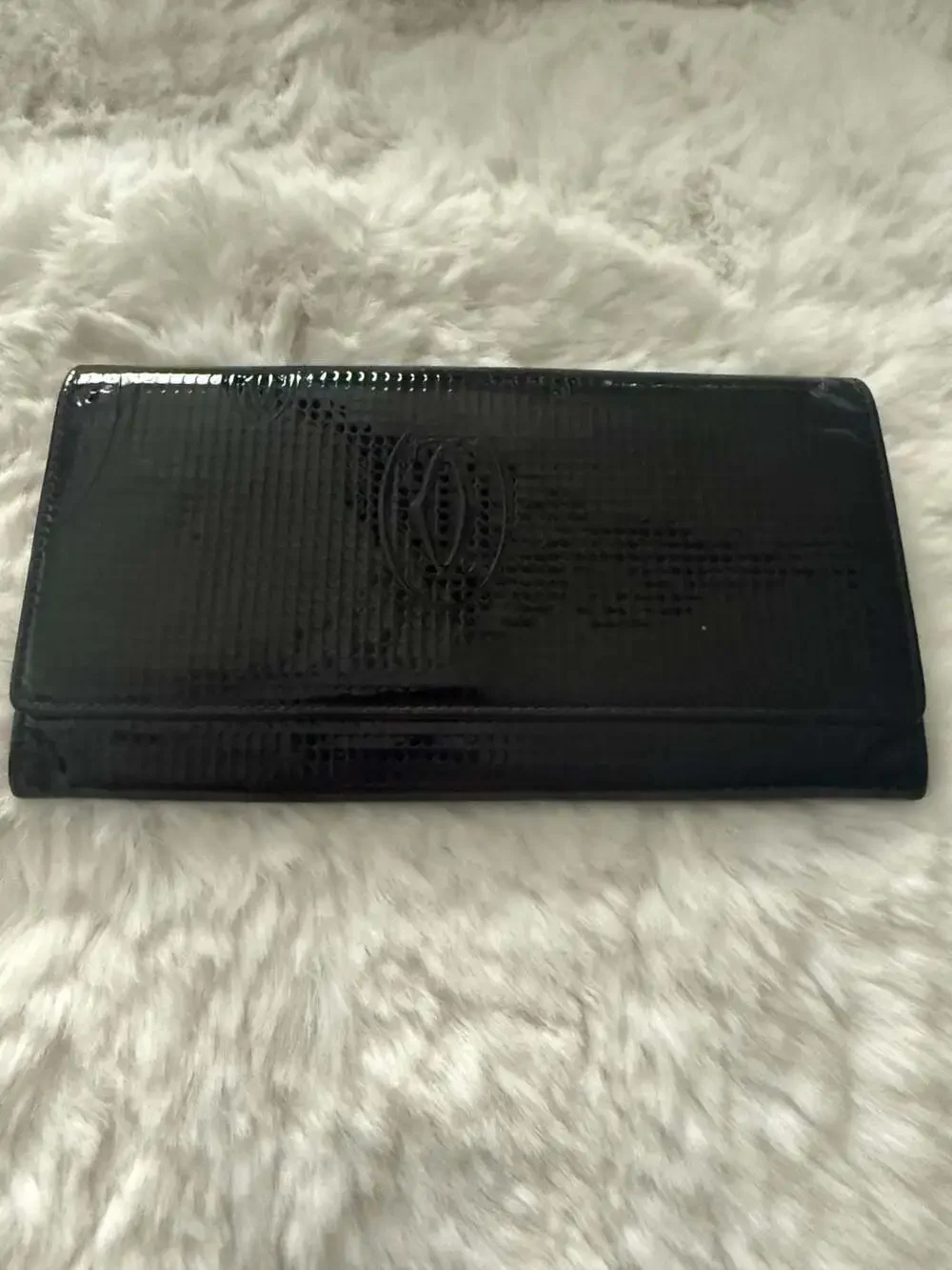 Cartier Happy Birthday Patent Leather Long Wallet with Chain